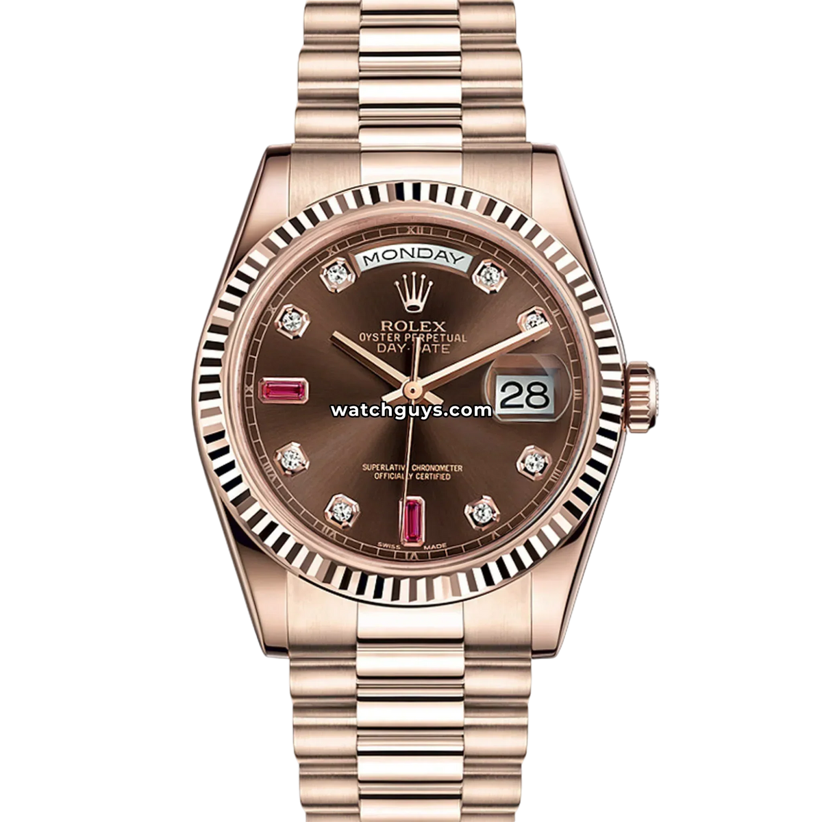 Rolex Day-Date 118235 Chocolate Diamond and Rubies