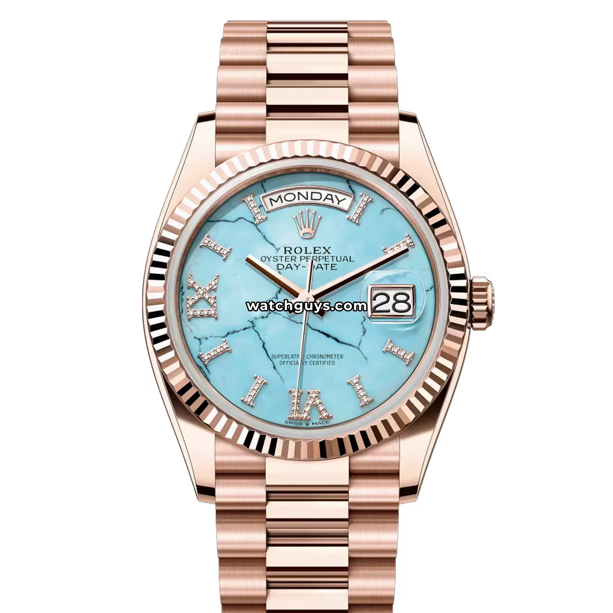 Rolex Day-Date 128235 Turquoise Diamond Roman