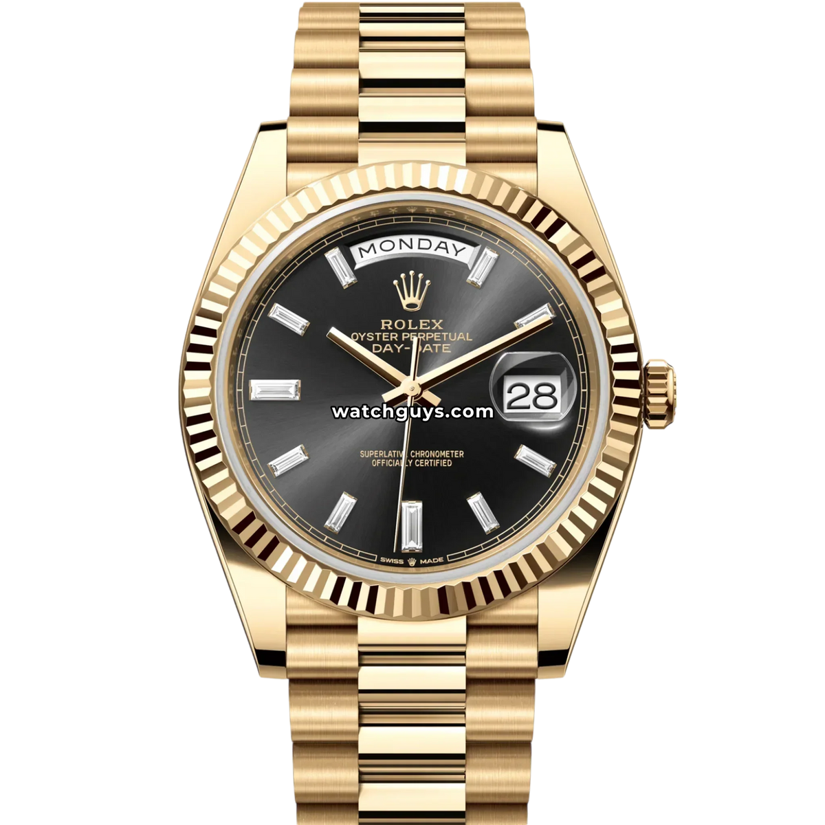 Rolex Day-Date 228238 Black Diamond Baguette